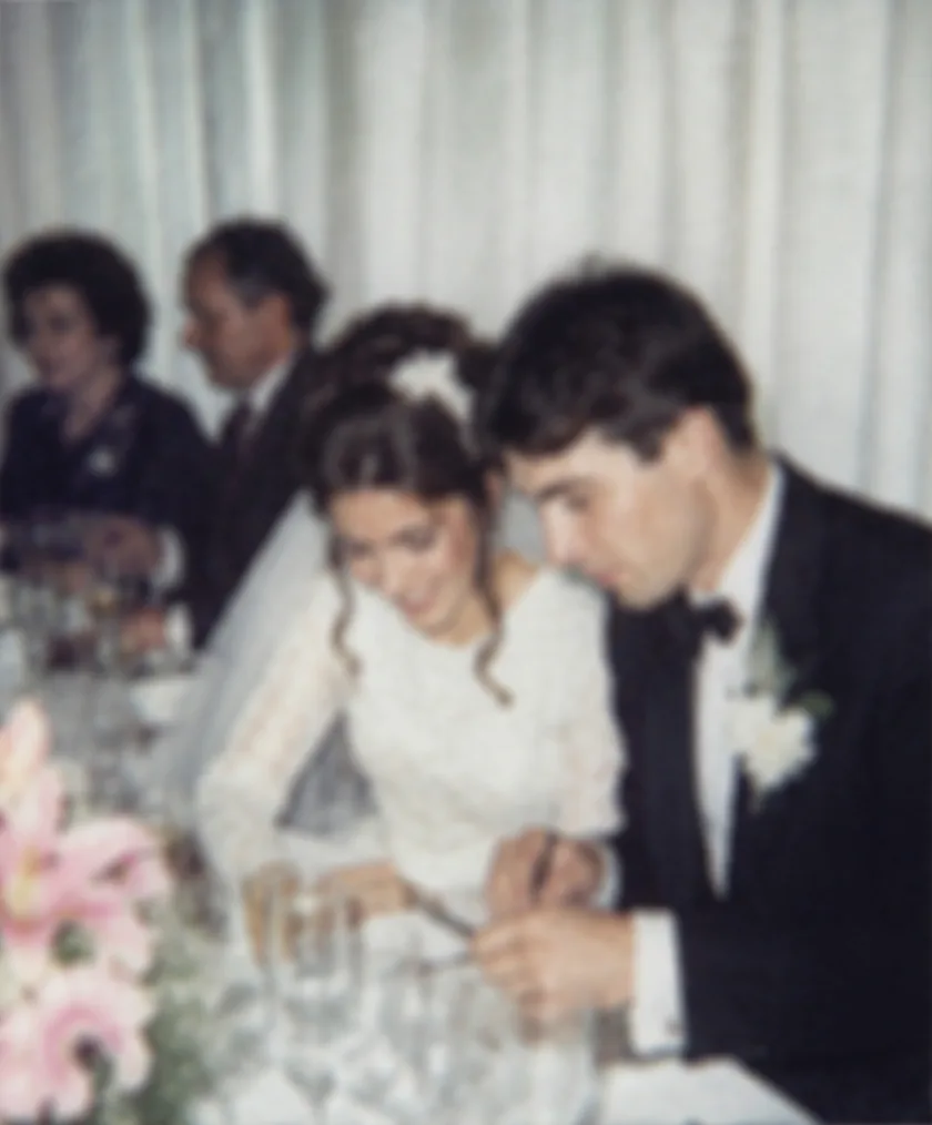 Blurry wedding photo sharpened with AI